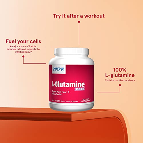 Jarrow Formulas L-Glutamine - Amino Acid For Digestive & Gi Health - Supports Muscle Tissue & Immune Support - 100% L-Glutamine - Dietary Supplement - 2.2 Lb Powder - 500 Servings (Packaging May Vary) #TOP3