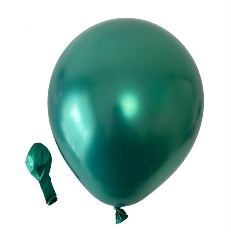 Image of Chrome Metallic Balloons Dark Green 100 pcs Glossy Latex Balloon for Birthday Decoration Kit Wedding, Anniversary Floral Garland 10 Inch Helium Supported