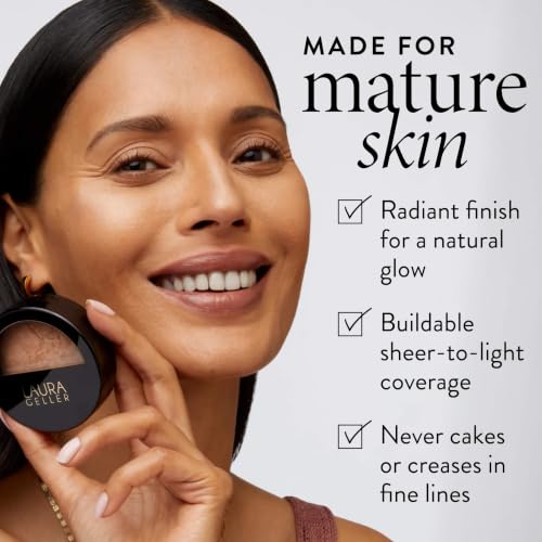 LAURA GELLER NEW YORK Baked Balance-n-Glow Illuminating Powder Foundation – Medium – Handmade in Italy – Pearl-Infused Satin Finish – Vitamin C Brightening – Buildable Sheer Coverage – For Mature Skin - Image 4