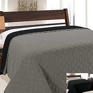 Euromat Sprei, bedsprei, tweezijdig, 1-delige set zonder kussenslopen, Vigo grijs/grafiet/zwart 013, 170 x 210 cm