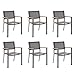 Naterial - 6er Set Gartenstühle ORIS mit Armlehnen - 6 Gartensessel - Stapelbar - Terrassenstühle - Essstühle - Aluminium - Textilene - Eukalyptus - Anthrazit