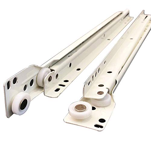 HBJSkcn 450mm Coulisses À Galets Paire Glissière Rail Guidage Glissière de Tiroir Partiellement Déployée,Le Fond et Les Côtés du Tiroir sont Reliés Entre Eux,Charge Maximale 25Kg Cover