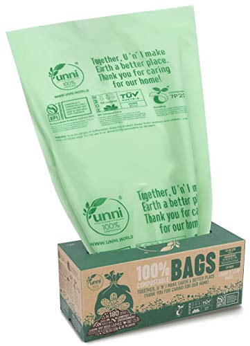 UNNI ASTM D6400 100% Compostable Trash Bags, 30-33 Gallon,124 Liter, 20 Count, Extra