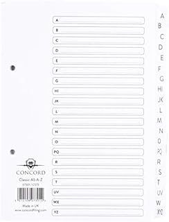 Concord Classic Index Mylar-reinforced Punched 2 Holes A-Z 20-Part A5 White Ref 07301/CS73