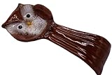 Ceramic Owl Kitchen - Spoon Rest, Salt and Pepper, Napkin Holder (Spoon Rest, Cocoa)