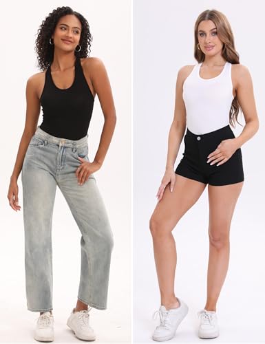 BQTQ 5 Pack Racerback Tank Tops for Women Sleeveless Workout Tank Top Ladies Undershirts Slim Fit Tanks Tops4