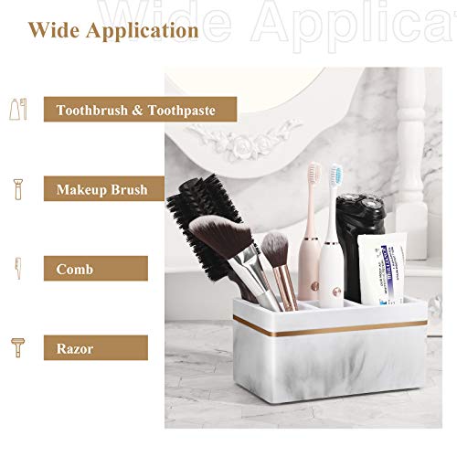 Shinowa Resin Toothbrush Holder, 5 Slots Hygienic Electric Toothbrush Holder Storage Stand Organizer For Toothbrush, Toothpaste, Razor, Gravel White #TOP3