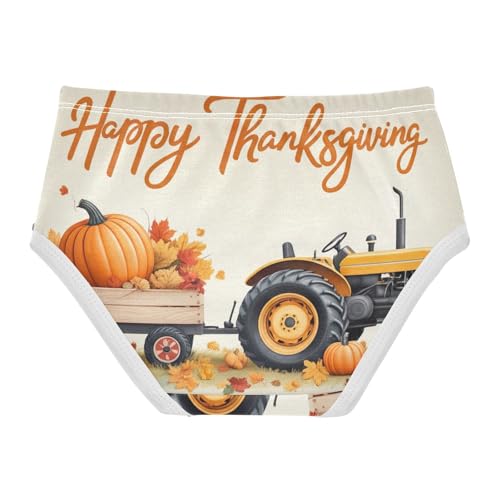 Toddler Underwear Floral 2t Cotton Panties Little Girl Durable Briefs Undies Kids Thanksgiving Orange Tractor Pumpkins2