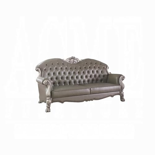 MASARA Dresden Vintage Bone White Tufted Sofa, Traditional Victorian Style