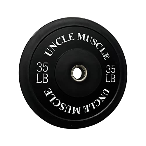 Uncle Muscle 2-Inch Olympic Bumper Plates, Rubber Olympic Weight Plates With Steel Hub For Strength Training, Weightlifting, Crossfit, Squats, Home Gym, Single 35Lb #TOP17