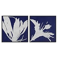 2 Piece Framed Canvas Wall Art Blue Pattern Canvas Prints Home Artwork Decoration for Living Room,Bedroom - 16