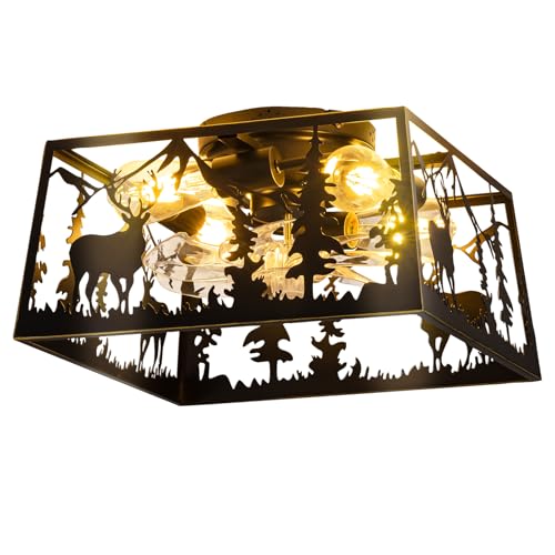 Rustic Deer Ceiling Fan with Lights and Remote