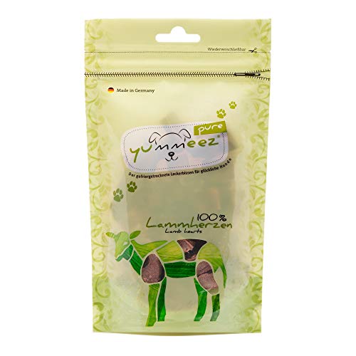 Yummeez pure Lammherzen Hundeleckerli - getreidefrei und zuckerfrei - reine Fleisch Leckerlis für Allergiker Hunde mit optimalen Nährstoffen und vollem Geschmack, 35 g (1er Pack)