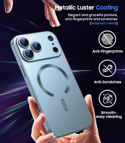 Image of DIZORO Magnetic Case for (iPhone 17 Pro) Case [Compatible with MagSafe][Built-in Camera Lens Protector] Slim Soft Silicone Bumper Shockproof Metallic Luster Back Cover Phone Case (Royal Deep)