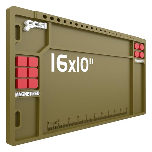 CCSL Pistol Gun Cleaning Mat, Gun Cleaning Pad with Magnetic Organizer Parts Tray, Anti-Slip Rubberized Maintenance Mat, Workbench Mat for Gun Cleaning Kits (Brown)
