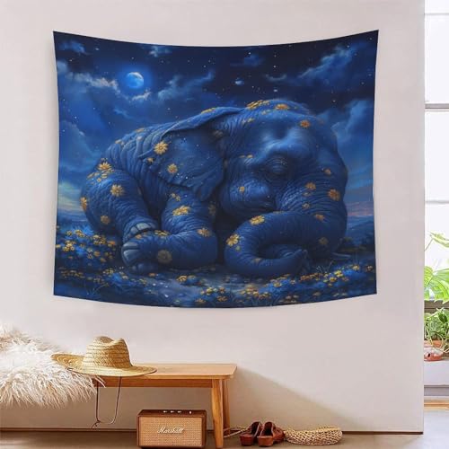 Tapisserie éléphant 3D pour habiller un mur vide sans peindre 180cmx230cm