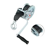 Fekuar Hand Winch with Hook & 20' Strap Hand Crank Use on Manual Trailer Boat Pull Tow (1500lbs)