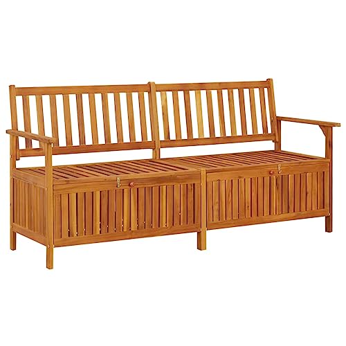 UJCHVHN Banco de almacenamiento para muebles de exterior, 170 cm, madera maciza, AcaciaFurniture