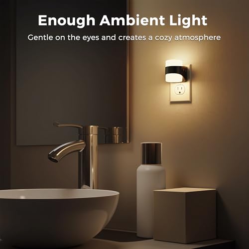 Image of L LOHAS LED Colored Night Lights Plug into Wall, 3 Brightness Level, 1W Low Power Nightlight with Auto On /Off Sensor, Ideal for Living Room, Bathroom, Bedroom, Kids Room, 2 Pack
