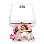 KODAK Step Stampante fotografica istantanea per smartphone - Mini portatile wireless a colori - Foto adesive Zink 2x3” - Bluetooth compatibile con iOS e Android - App di editing divertente - Bianco