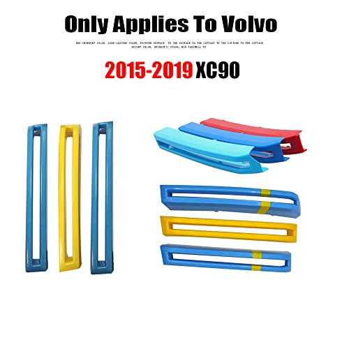 Image of SANRILY Multicolor Grille Decoration Insert Trims Compatible with Volvo 2nd Gen XC90 Pre-LCI 2015-2019 Front Grill Cover (Blue /Blue /Yellow)