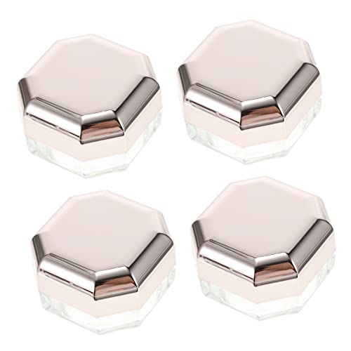 Veemoon 4pcs Empty Loose Powder Container with Sifter - Octagonal Makeup Powder Pot Compact Case for Cushion Foundation - Travel and Home Use Elegant Rose Gold Finish