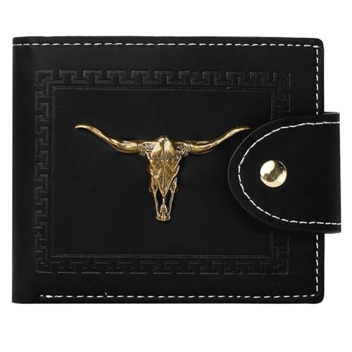 Slim Wallet for Men With Metal Tag Minimalist Multiple Card Slots Inner Zipper Thin Stylish Mens Bifold Wallet with Id Window,Black