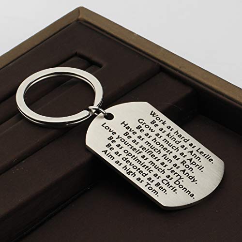 Image of CENWA Work as hard as Leslie Be as kind as Ann Keychain Funny Fans Gift