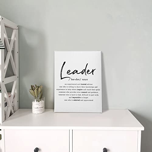 Phamte Leader Motivational Wall Art,Minimalist Great Leader Definition Print Framed Canvas Painting Artwork Home Living Room Bedroom Boys Room Office Decor,Best Team Leader Gifts (11X14Inch) #TOP3