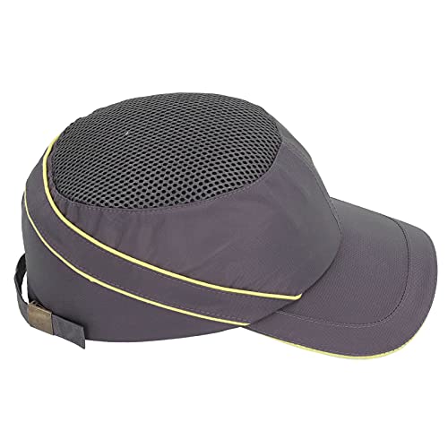 Bump Cap, Gray Portable Breathable Shock Absorption Hard Hat with Reflective Strip, Adjustable Size, Polyester Cotton Cellular Outer Layer, for Construction Sites