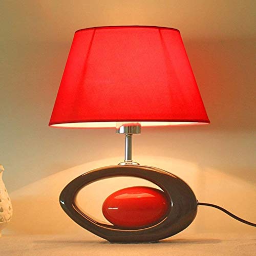 Modern Table Lamp Nighti Lantern Black Oval Ceramic Lamp Body And Red Lampshade Desk Lights E27 Living Room Bedroom Bedside Lamp #TOP4