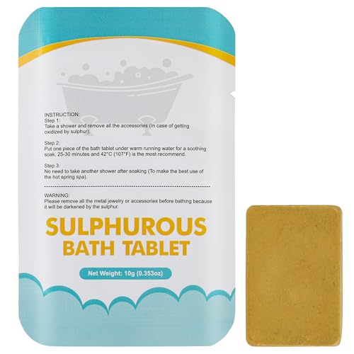 ManuFeiFei Natural Organic Sulfur Bath Tablet, Hot Spring Bath Salt, Mineral Bath Soak for Detoxing, Deep Cleansing, Oil Balancing, Oily Skin, Dry Itchy Skin 6 Count