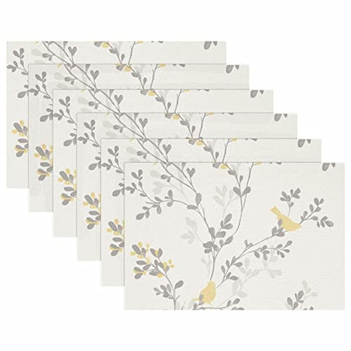 Set de table oiseau sur branche lot de 6 lavables 30x45 cm - 6