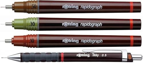 rOtring College A3 Zeichenbrett & Isograph Technischer Stift Set | 10-teiliges professionelles Zeichenset | Deutsche Präzisionswerkzeuge für Architektur, Technik & Design
