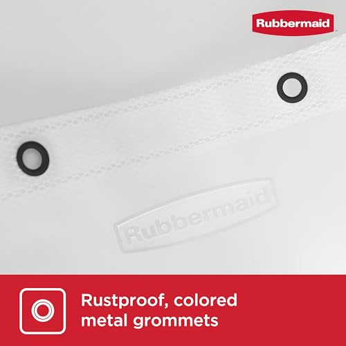 Image of Rubbermaid White Shower Curtain Liner, Waterproof Heavyweight 8g PEVA Shower Liner for Bathroom, with Weighted Magnets and Rustproof Black Grommets, 70x72, Standard Size, White