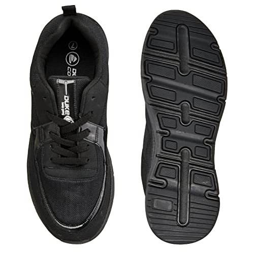 Image of Duke Mens Solid Black Sports ShoesPlatform