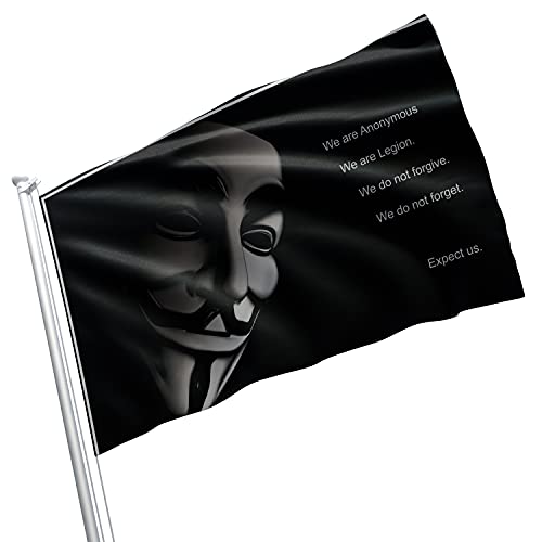 Anonymous Flag Guy Fawkes Mask 3x5 ft Banner Symbol of Resistance & Unity Durable 150D Polyester Double Stitched Brass Grommets Protest Activist & Collector Display