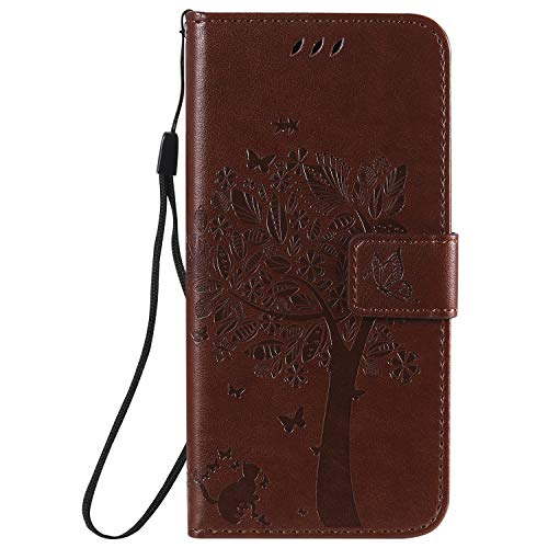 Cover per Samsung Galaxy A41 Custodia A41 Portafoglio a Libro Flip e con Funzione Supporto Chiusura Magnetica per A41 caffè silicone tpu pelle