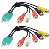 HCFeng 3.5mm and 2.5mm to RCA Audio Video Adapter Cable 3.5mm Male +2.5mm Male to 5 RCA Female Plug AV Component Adapter Cable Replacement for TV Adapter for Sam-Sung LED LCD TV[2PCS-20cm/8inch]