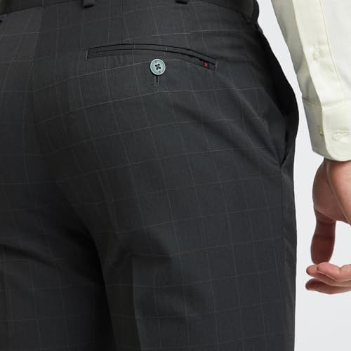 Image of Raymond Men's Checks Pattern Contemporary Fit Poly Viscose Blend Flat Front Formal Trouser
