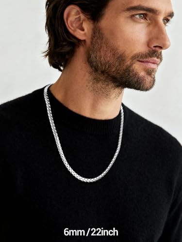 Image of PROSTEEL Stainless Steel Flat Box Link Chain Necklace for Men