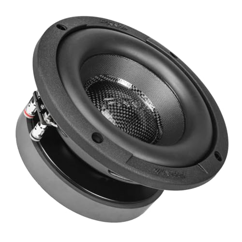 PRV AUDIO 6.5 Sub D4 600 Watts Max Power Dual 4 Ohm 8.75 mm Xmax RS65-SUBD4 2 in Voice Coil 6.5 Inch Shallow Car Subwoofer Slim for Car Pickup Trucks Audio Systems (Single)
