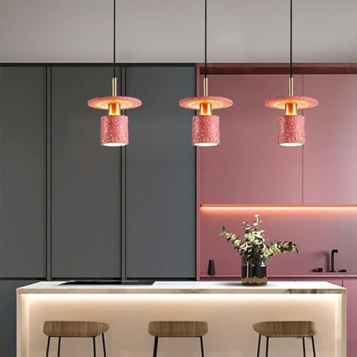 Lustre de Plafond en Ciment Rouge pour Éclairage Sans Éblouissement - 4