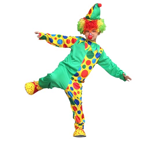Lggwunsi Deguisement Clown Enfant Cosplay Costumes de Carnaval Déguisement Cirque Enfants Classique Confortable Costume de Scène pour Le Festival