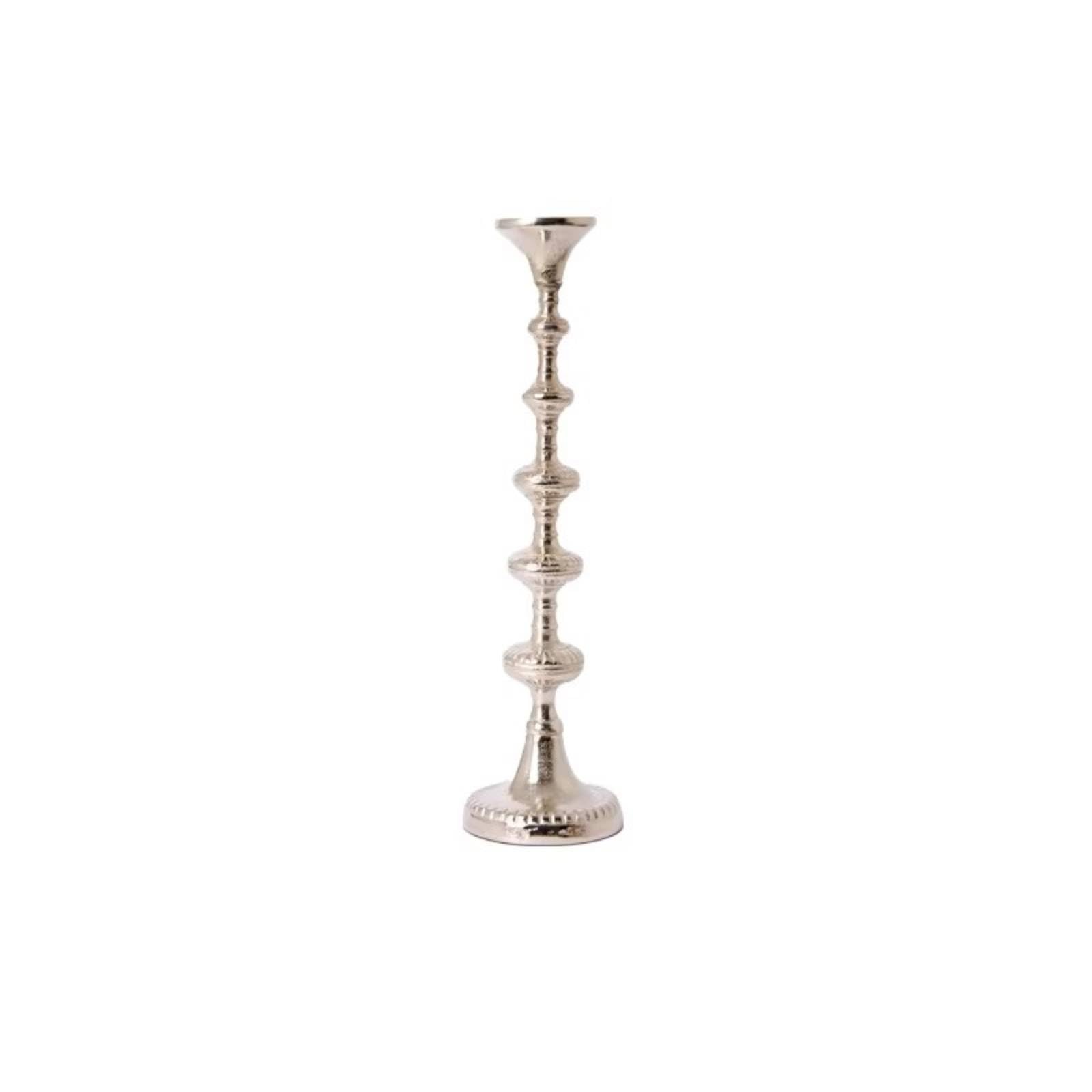 Kerzenhalter mit naturinspiriert Kerzenständer in blattgestalt metallisch Teelichthalter für Wohnzimmer, Eingangsbereich, Silber, Groß 28.58 21.59 H12.7cm