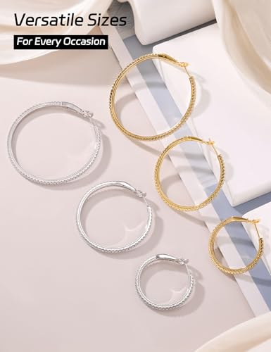 Ladylike Moissanite Hoop Earrings, 1.17-2.19cttw D Color VVS1, 925 Sterling Silver Large Huggie Hoop Earrings for Women, Hypoallergenic Lightweight Wedding Ear Jewelry, 30mm 40mm 50mm4