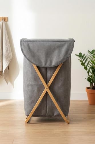 Digithome Bambu Çapraz Ayaklı Banyo Kirli Çamaşır Sepeti Banyo Düzenleyici Sepet - Görsel 3