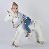 UFREE Ride on Unicorn Toy, Riding Plush Walking Unicorn for Girls, Birthday Gift for Children 4 to 9 Years Old, Height 36 Inch