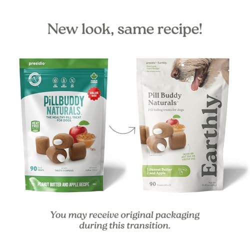 Presidio Earthly Pill Buddy Naturals - PB & Apple Recipe Pill Hiding Treats for Dogs - Make A Perfect Pill Concealing Pocket Or Pouch for Any Size Medication - 30 Servings