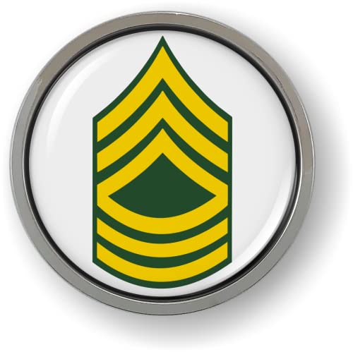 Image of US Army Rank Insignia CAR Emblem Metal Bezel - Master Sergeant E-8 (MSG) | Official U.S. Army Licensed Product, 3D Domed, Enlisted Soldiers Chrome Badge, Sticker, made by BestLicensePlateFrames